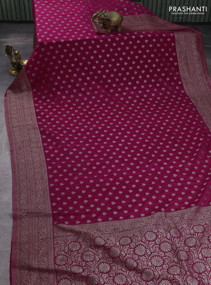Banarasi semi georegette saree pink with allover thread & zari woven buttas and zari woven border