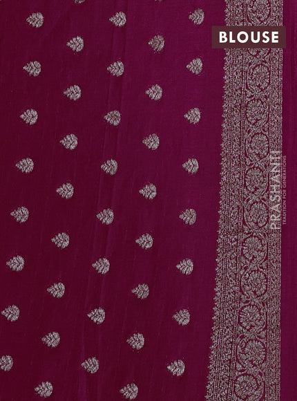 Banarasi semi georegette saree pink with allover thread & zari woven buttas and zari woven border