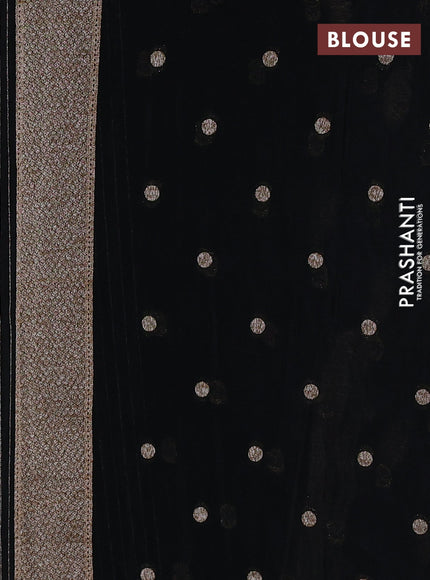 Banarasi semi georegette saree black with allover thread & zari woven buttas and zari woven border