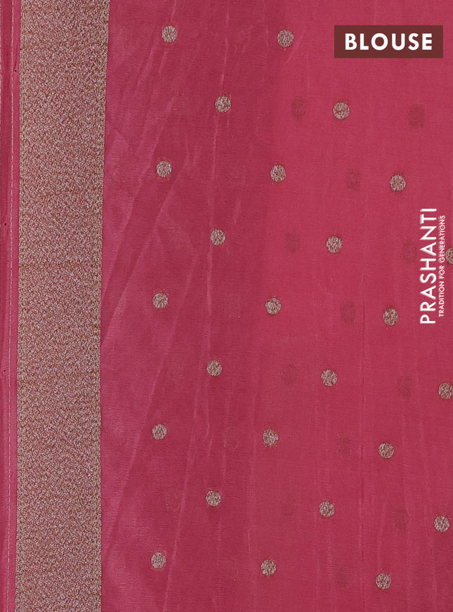 Banarasi semi georegette saree mauve pink with allover thread & zari woven buttas and zari woven border