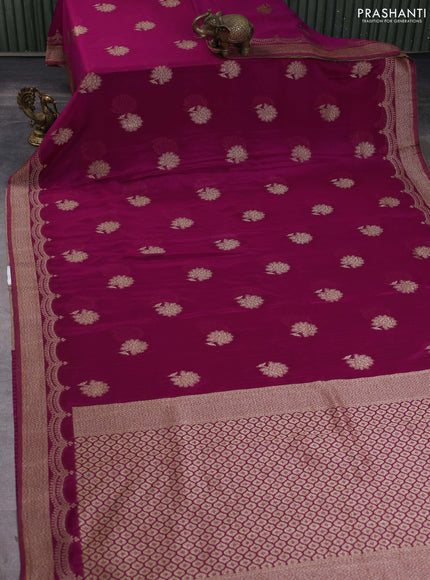 Banarasi semi georegette saree purple with allover thread & zari woven buttas and zari woven border