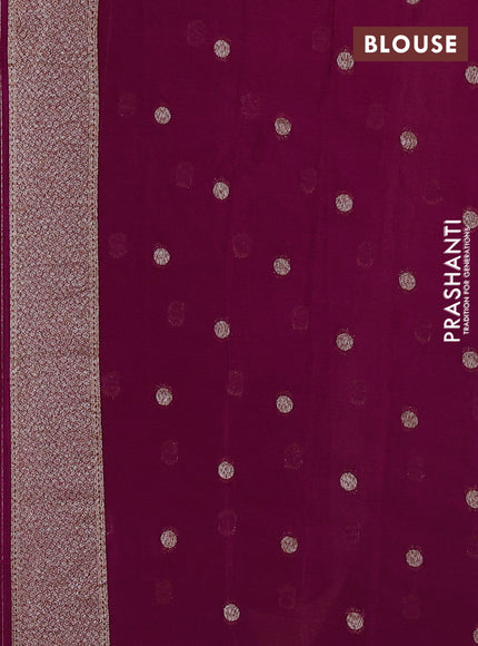 Banarasi semi georegette saree purple with allover thread & zari woven buttas and zari woven border