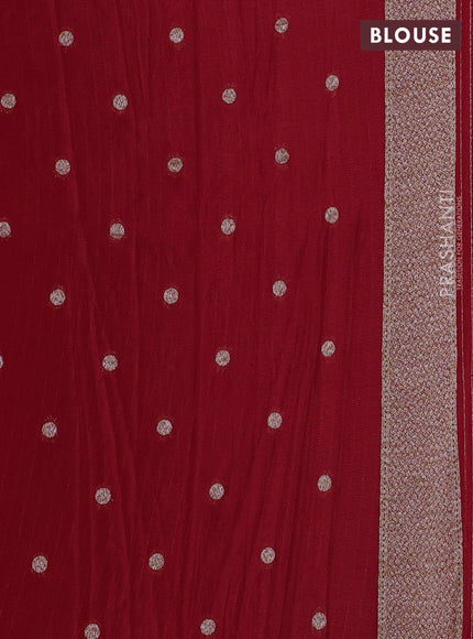 Banarasi semi georegette saree red with allover thread & zari woven buttas and zari woven border
