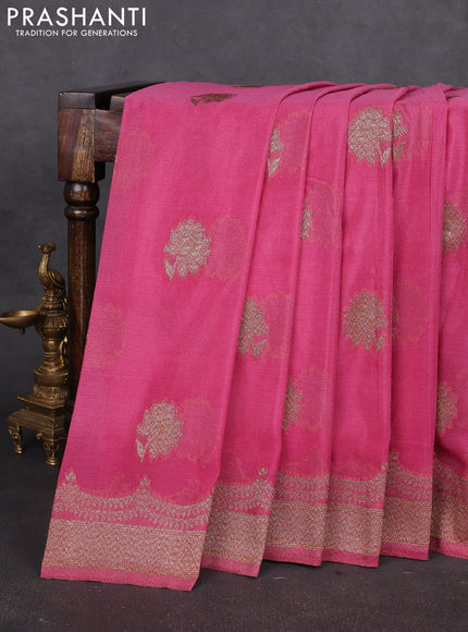 Banarasi semi georegette saree mauve pink with allover thread & zari woven buttas and zari woven border