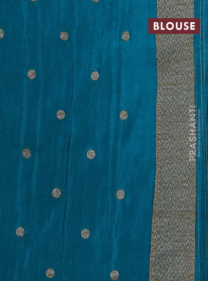 Banarasi semi georegette saree peacock green with allover thread & zari woven buttas and zari woven border
