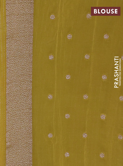 Banarasi semi georegette saree lime green with allover thread & zari woven buttas and zari woven border