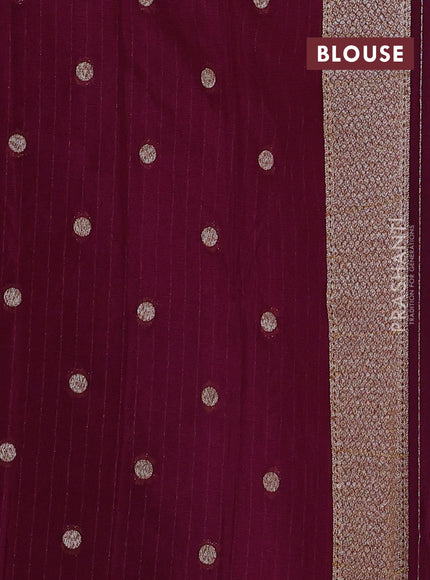 Banarasi semi georegette saree wine shade with allover thread & zari woven buttas and zari woven border