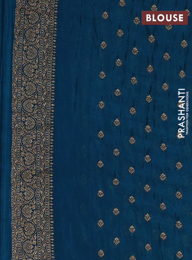 Banarasi semi georegette saree peacock blue with allover thread & zari woven buttas and zari woven border