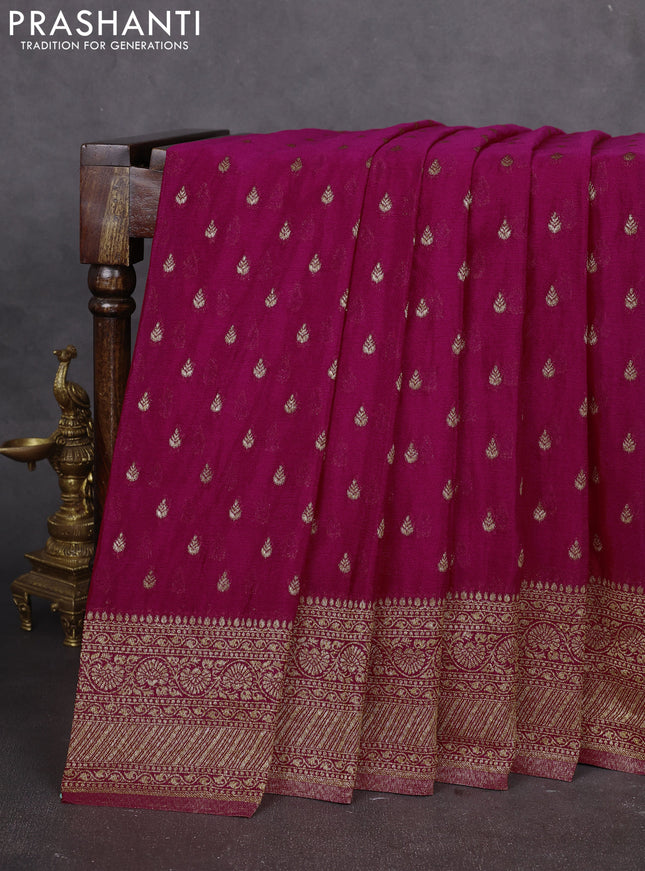 Banarasi semi georegette saree pink with allover thread & zari woven buttas and zari woven border