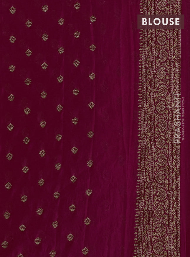 Banarasi semi georegette saree pink with allover thread & zari woven buttas and zari woven border
