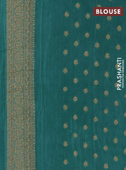 Banarasi semi georegette saree teal green with allover thread & zari woven buttas and zari woven border