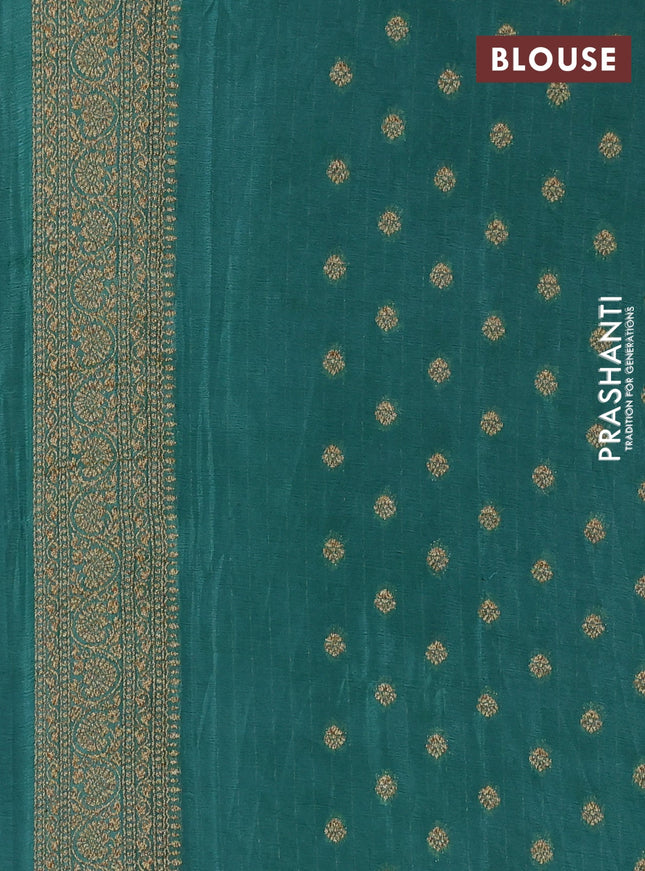 Banarasi semi georegette saree teal green with allover thread & zari woven buttas and zari woven border