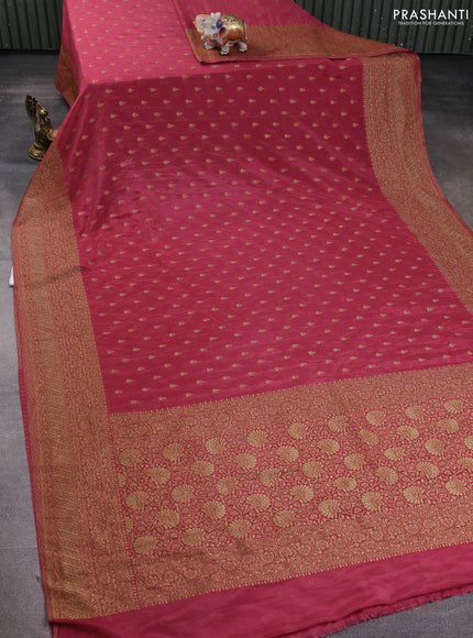 Banarasi semi georegette saree mauve pink with allover thread & zari woven buttas and zari woven border
