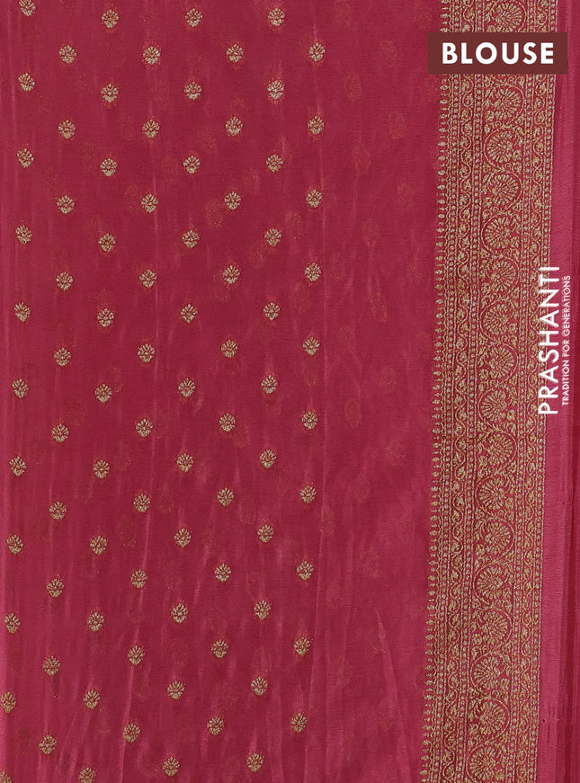 Banarasi semi georegette saree mauve pink with allover thread & zari woven buttas and zari woven border