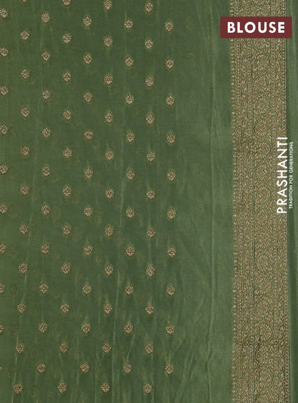 Banarasi semi georegette saree green shade with allover thread & zari woven buttas and zari woven border