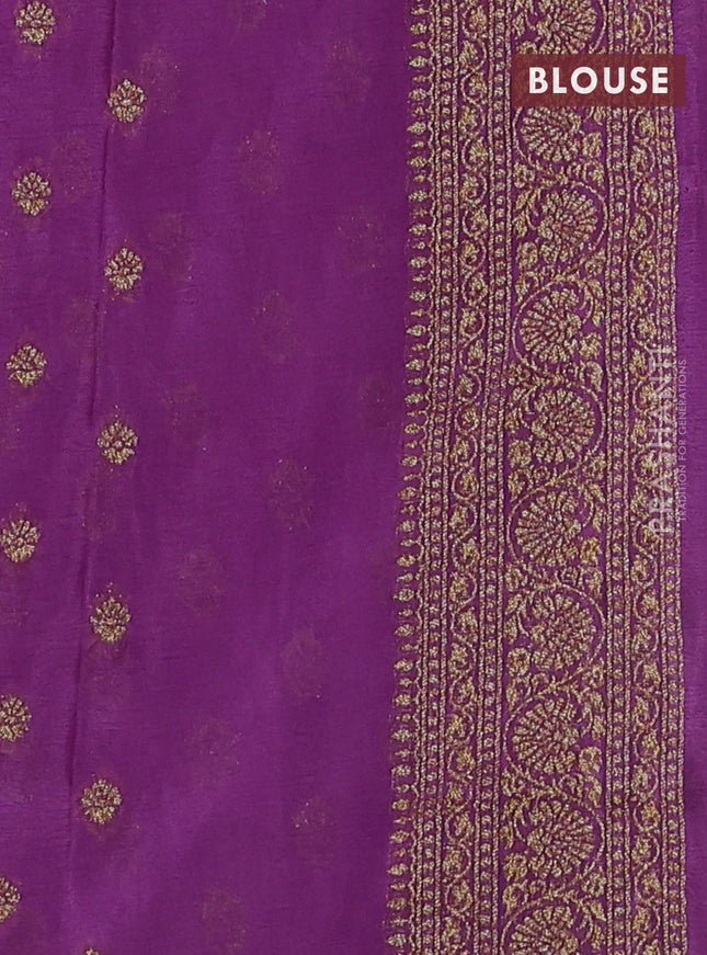 Banarasi semi georegette saree lavender with allover thread & zari woven buttas and zari woven border