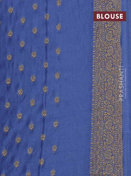 Banarasi semi georegette saree pastel blue shade with allover thread & zari woven buttas and zari woven border