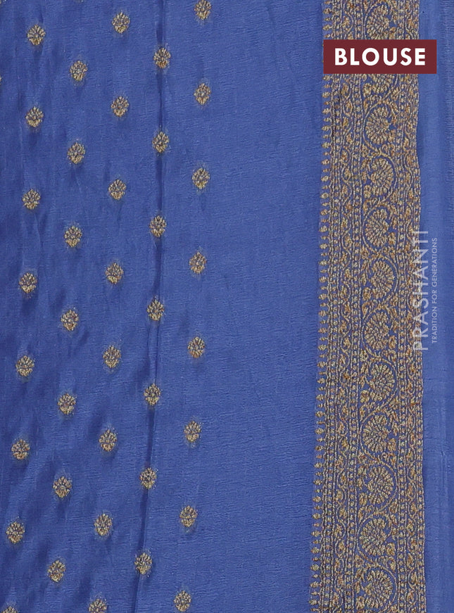 Banarasi semi georegette saree pastel blue shade with allover thread & zari woven buttas and zari woven border
