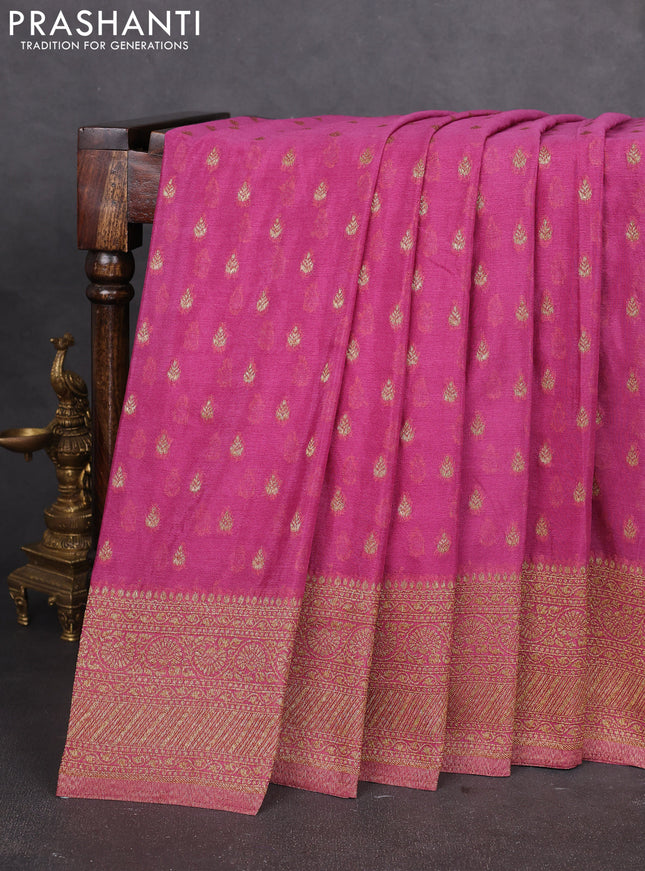 Banarasi semi georegette saree mauve pink with allover thread & zari woven buttas and zari woven border