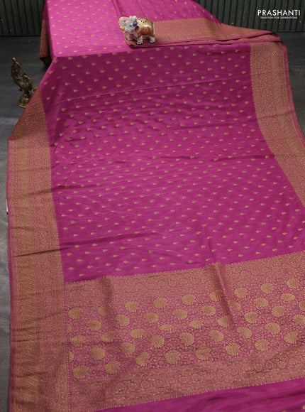 Banarasi semi georegette saree mauve pink with allover thread & zari woven buttas and zari woven border