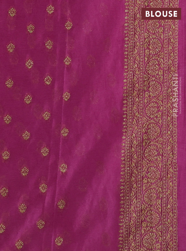 Banarasi semi georegette saree mauve pink with allover thread & zari woven buttas and zari woven border