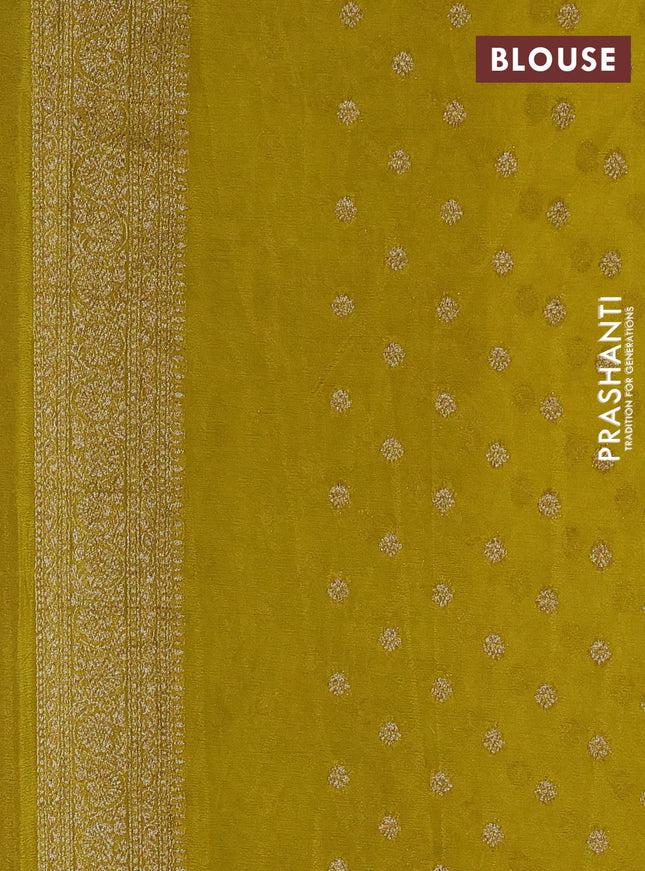 Banarasi semi georegette saree lime green with allover thread & zari woven buttas and zari woven border