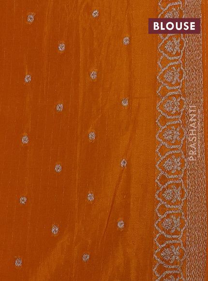 Banarasi semi georegette saree mustard yellow with allover thread & zari woven buttas and zari woven border