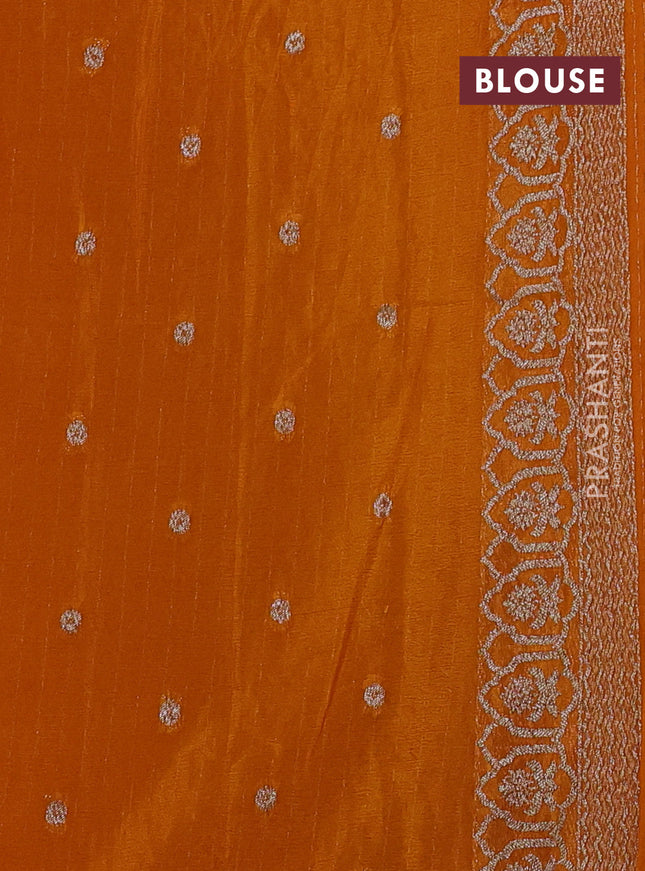 Banarasi semi georegette saree mustard yellow with allover thread & zari woven buttas and zari woven border