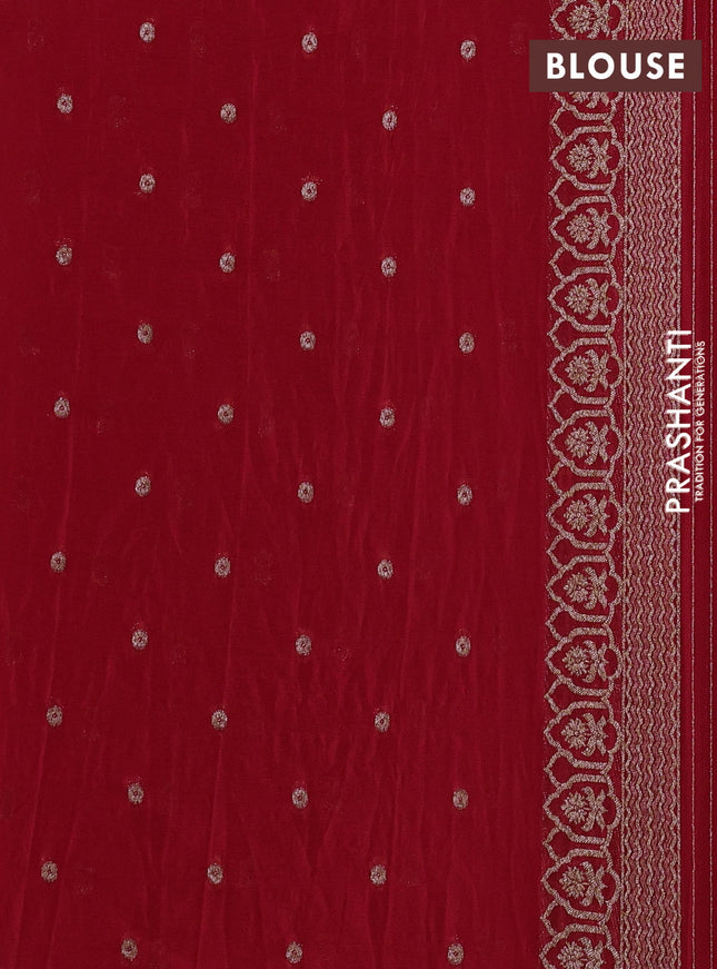 Banarasi semi georegette saree red with allover thread & zari woven buttas and zari woven border