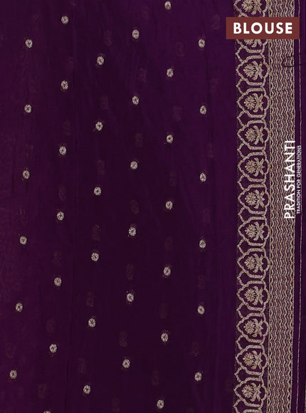 Banarasi semi georegette saree purple with allover thread & zari woven buttas and zari woven border