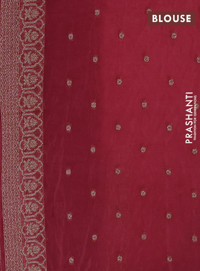 Banarasi semi georegette saree pastel maroon with allover thread & zari woven buttas and zari woven border