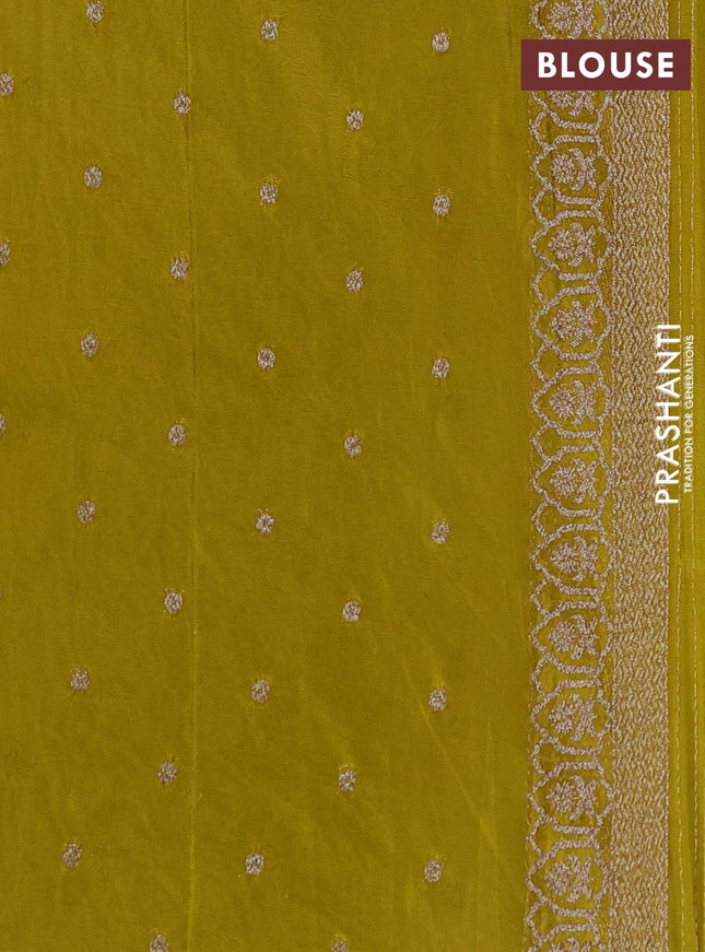 Banarasi semi georegette saree light green with allover thread & zari woven buttas and zari woven border