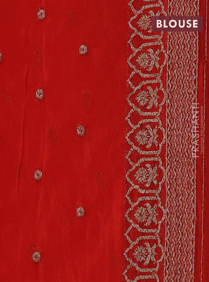 Banarasi semi georegette saree orange with allover thread & zari woven buttas and zari woven border