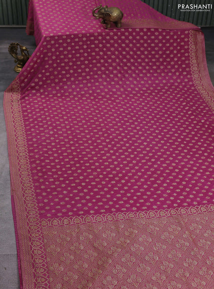 Banarasi semi georegette saree mauve pink with allover thread & zari woven buttas and zari woven border