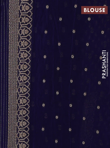 Banarasi semi georegette saree navy blue with allover thread & zari woven buttas and zari woven border
