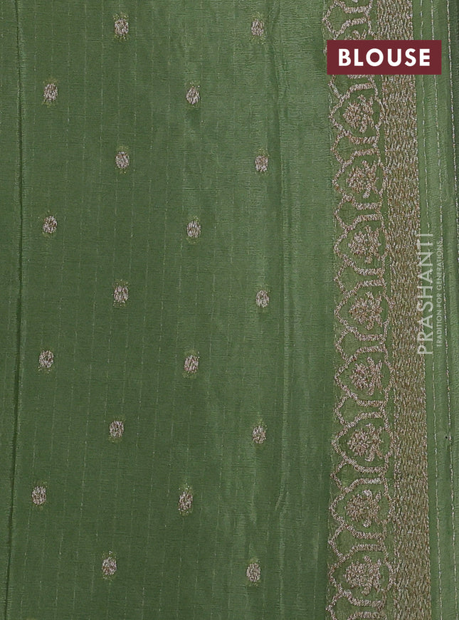 Banarasi semi georegette saree pastel green with allover thread & zari woven buttas and zari woven border