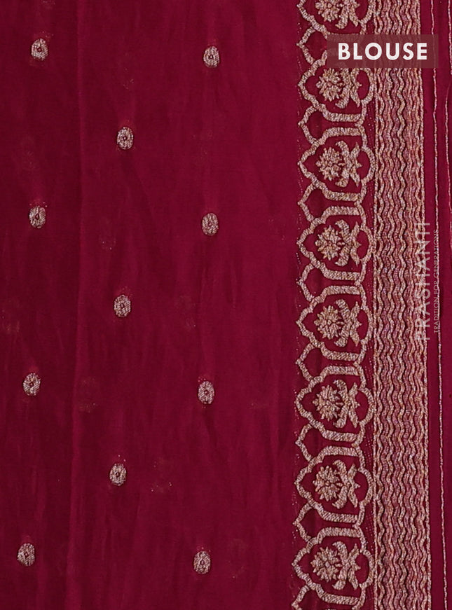 Banarasi semi georegette saree wine shade with allover thread & zari woven buttas and zari woven border