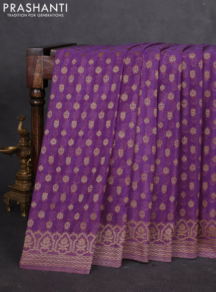 Banarasi semi georegette saree lavender with allover thread & zari woven buttas and zari woven border