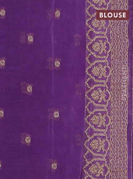 Banarasi semi georegette saree lavender with allover thread & zari woven buttas and zari woven border