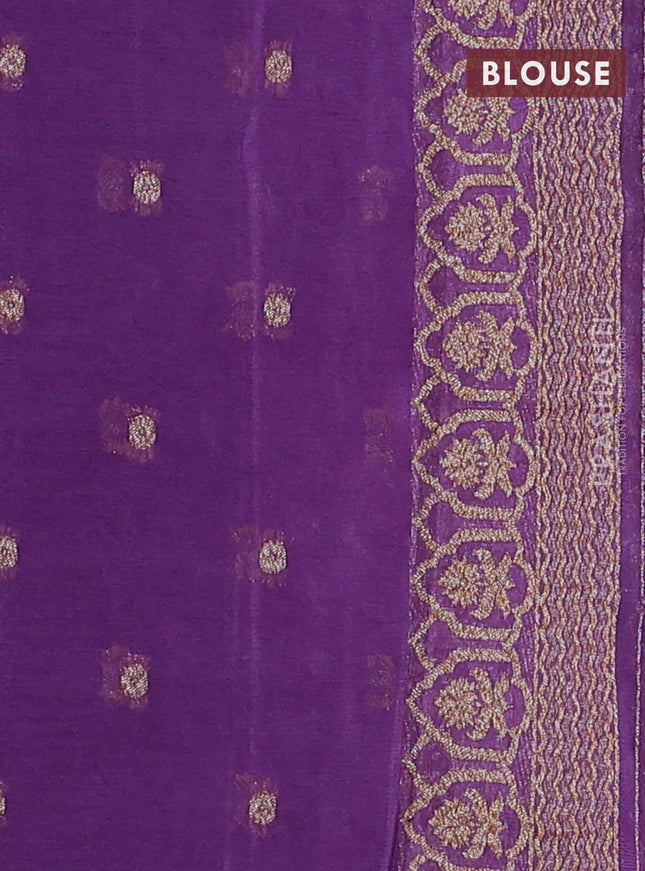 Banarasi semi georegette saree lavender with allover thread & zari woven buttas and zari woven border