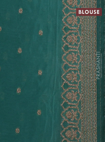 Banarasi semi georegette saree teal green with allover thread & zari woven buttas and zari woven border