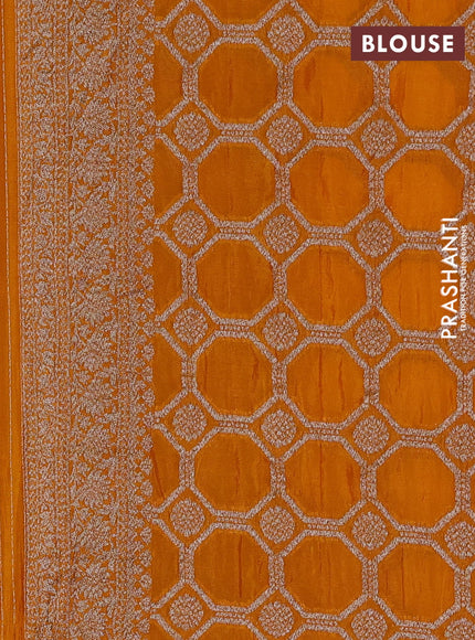 Banarasi semi georegette saree mustard yellow with allover thread & zari woven buttas and zari woven border