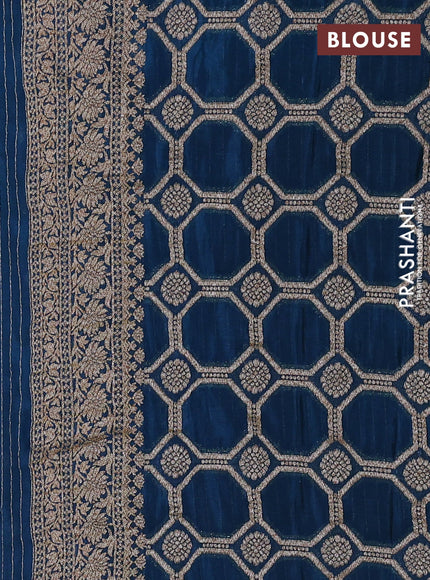 Banarasi semi georegette saree peacock blue with allover thread & zari woven buttas and zari woven border