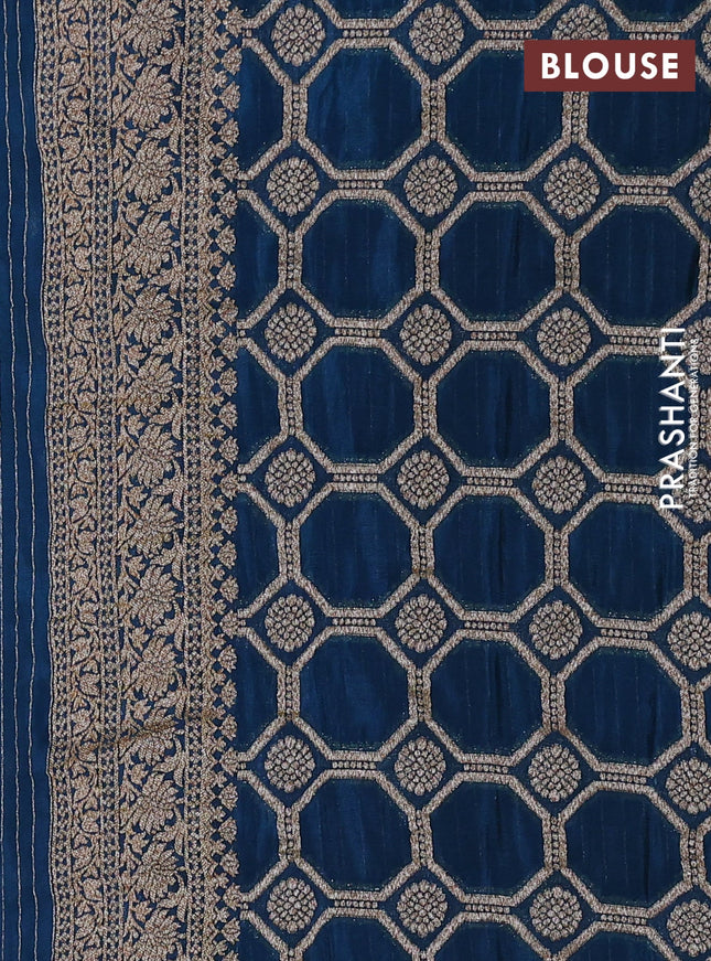 Banarasi semi georegette saree peacock blue with allover thread & zari woven buttas and zari woven border