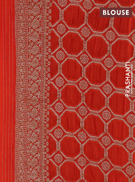 Banarasi semi georegette saree orange with allover thread & zari woven buttas and zari woven border