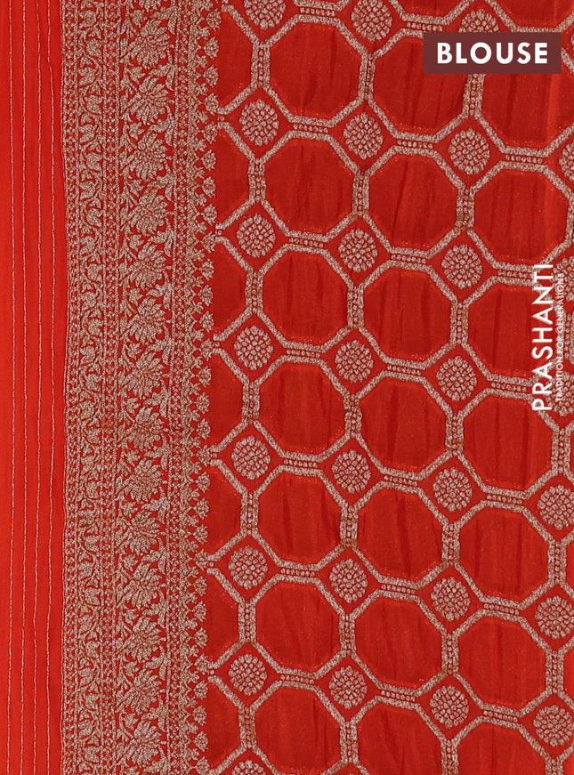 Banarasi semi georegette saree orange with allover thread & zari woven buttas and zari woven border