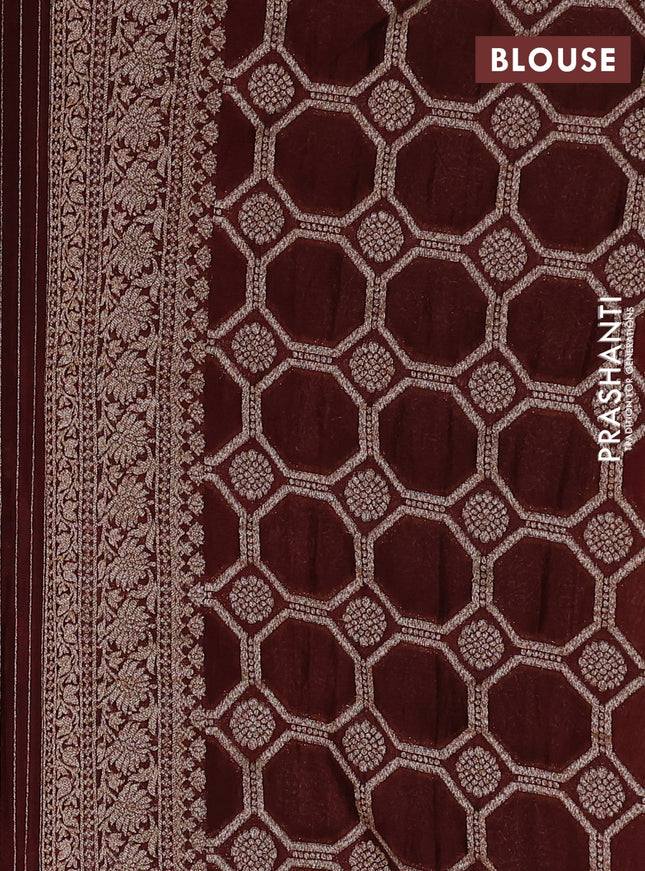 Banarasi semi georegette saree coffee brown with allover thread & zari woven buttas and zari woven border
