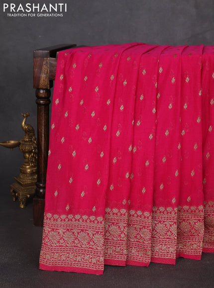 Banarasi semi georegette saree pink with allover thread & zari woven buttas and zari woven border