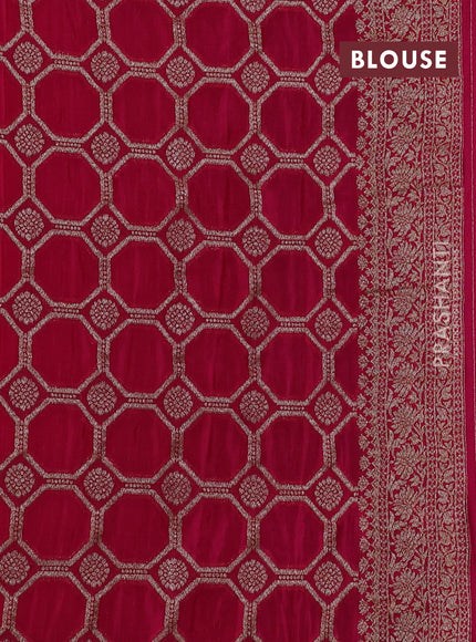 Banarasi semi georegette saree pink with allover thread & zari woven buttas and zari woven border