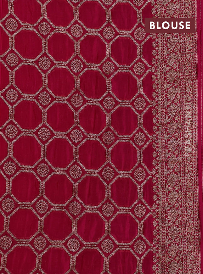 Banarasi semi georegette saree pink with allover thread & zari woven buttas and zari woven border